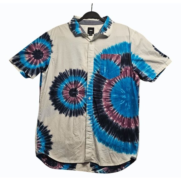 Vans Other - VANS Mens Tie Dye Hippie Surfer Skate Hawaiian Beach Shirt Medium Button Front